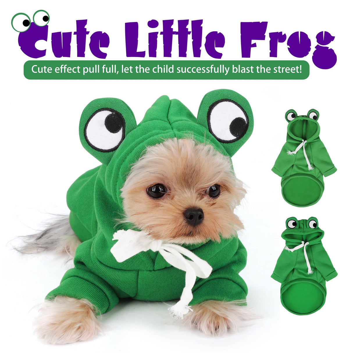Adorable Frog Dog Hoodie with Cute Frog Eyes,Warm and Cozy Cotton Blend Sweatshirt for Small,Medium Dogs Perfect for Fall,Dog Costumes,and Cosplay Parties,Pet Outfit for All Occasions.Green XXL