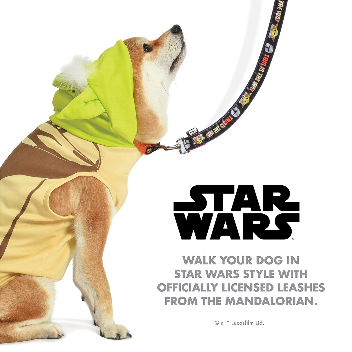 Star Wars for Pets The Mandalorian This is The Way 4 Foot Dog Leash, 48 Inches | Orange 4 Ft Dog Leash Easily Attaches to Any Dog Collar or Harness | Mandalorian Nylon Dog Leash 4 Feet for All Dogs