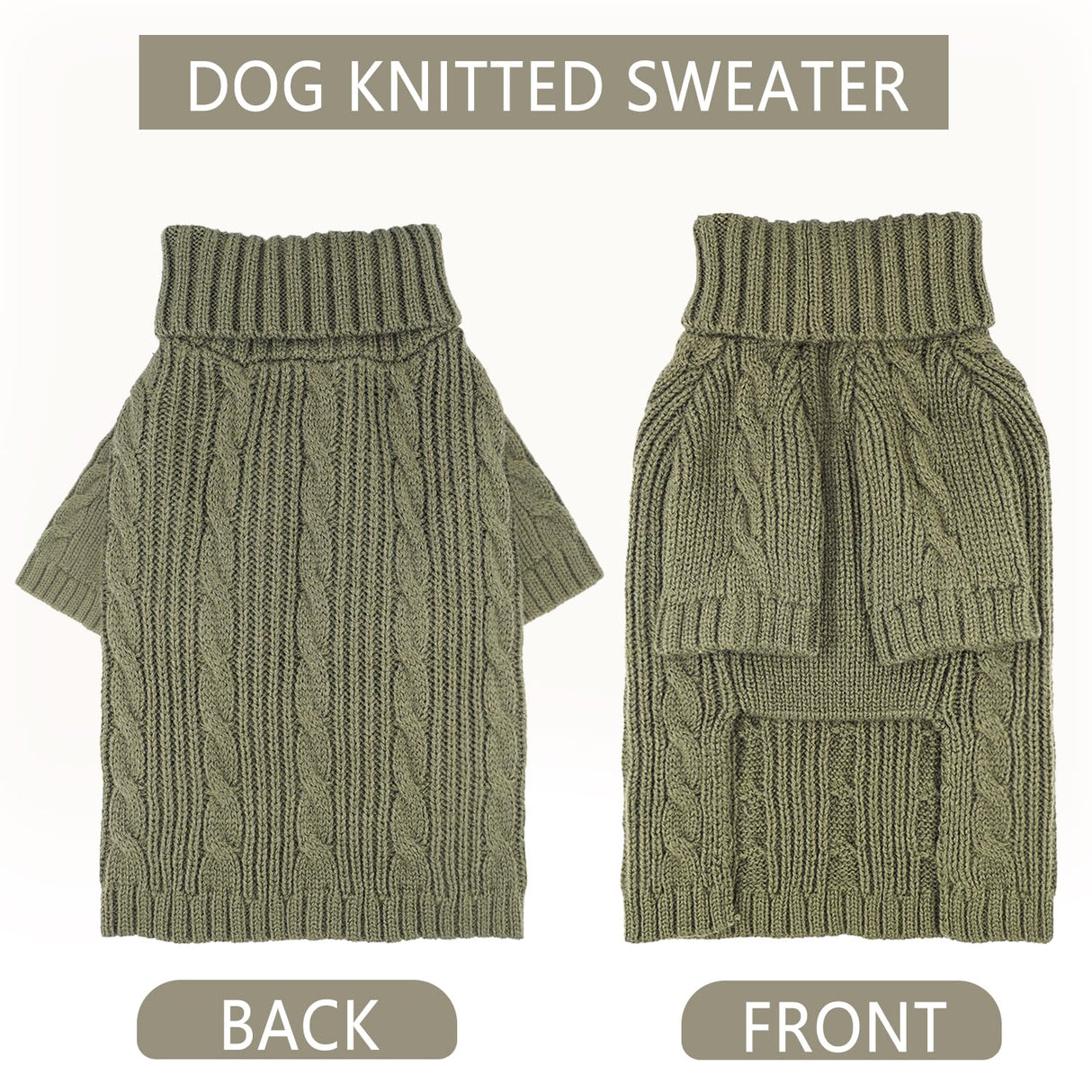 Dog Sweaters for Small Dogs Girl Fall Chihuahua Clothes Thick Small Dog Sweater Knitted Turtleneck Dog Clothes Stretchy Puppy Sweater Pet Pullover Knitwear Dog Outfits for Cold Weather (Green, Small)