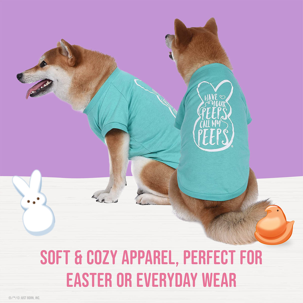 Peeps for Pets Call My Peeps Dog T Shirt - Teal Blue Dog T Shirt for Dogs Soft and Comfortable Machine Washable Dog Shirt - Officially Licensed Peeps Pet Dog Clothing,FF16040