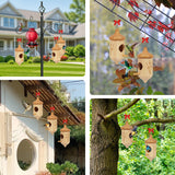 Hummingbird House, Small Hummingbird Houses for Outside, Wooden Bird House with Bow, String, Cute Gardening Gifts Home Decoration (Style-3, 1 Pack)