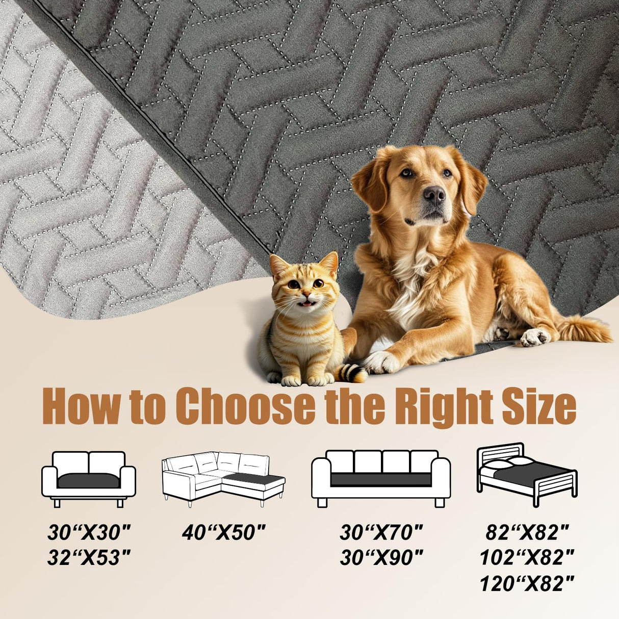 Asatdd Waterproof Dog Couch Cover, Soft Pet Bed Cover, Furniture Sofa Car Protector for Puppy Dog Cat and Pet, 40" x 50", 1 Pack