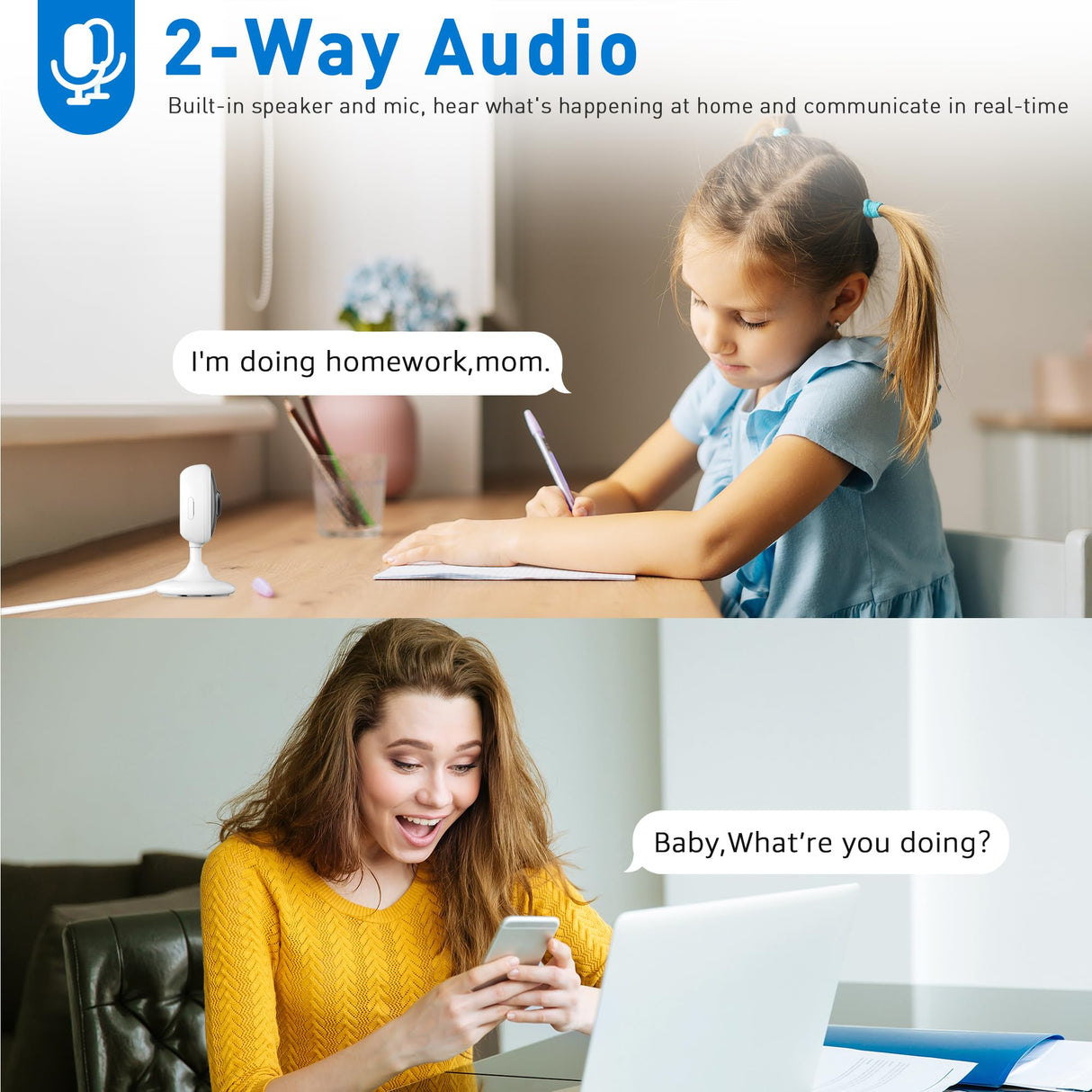 CHIKUK WiFi Security Camera 2K, Indoor Home Cameras for Dog/Pet/Elder/Baby Monitor, Upgraded Smart Siren with Phone App, Advanced Night Vision, SD/Cloud Storage, Alexa Compatible