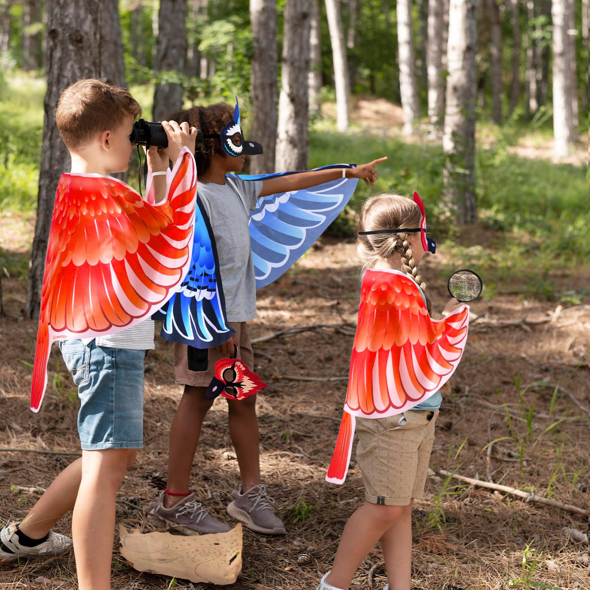 Creatoy Bird-Wings-Costume for Kids Eagle-Wings Toddler Owl Parrot Dress Up for Boys Girls with Mask Party Halloween Favors Gifts