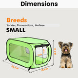 Beatrice Home Fashions Portable, Collapsible, Pop Up Kennel Travel Cat and Dog Crate, 32.5" L x 19.5" W x 19.5" H, Green