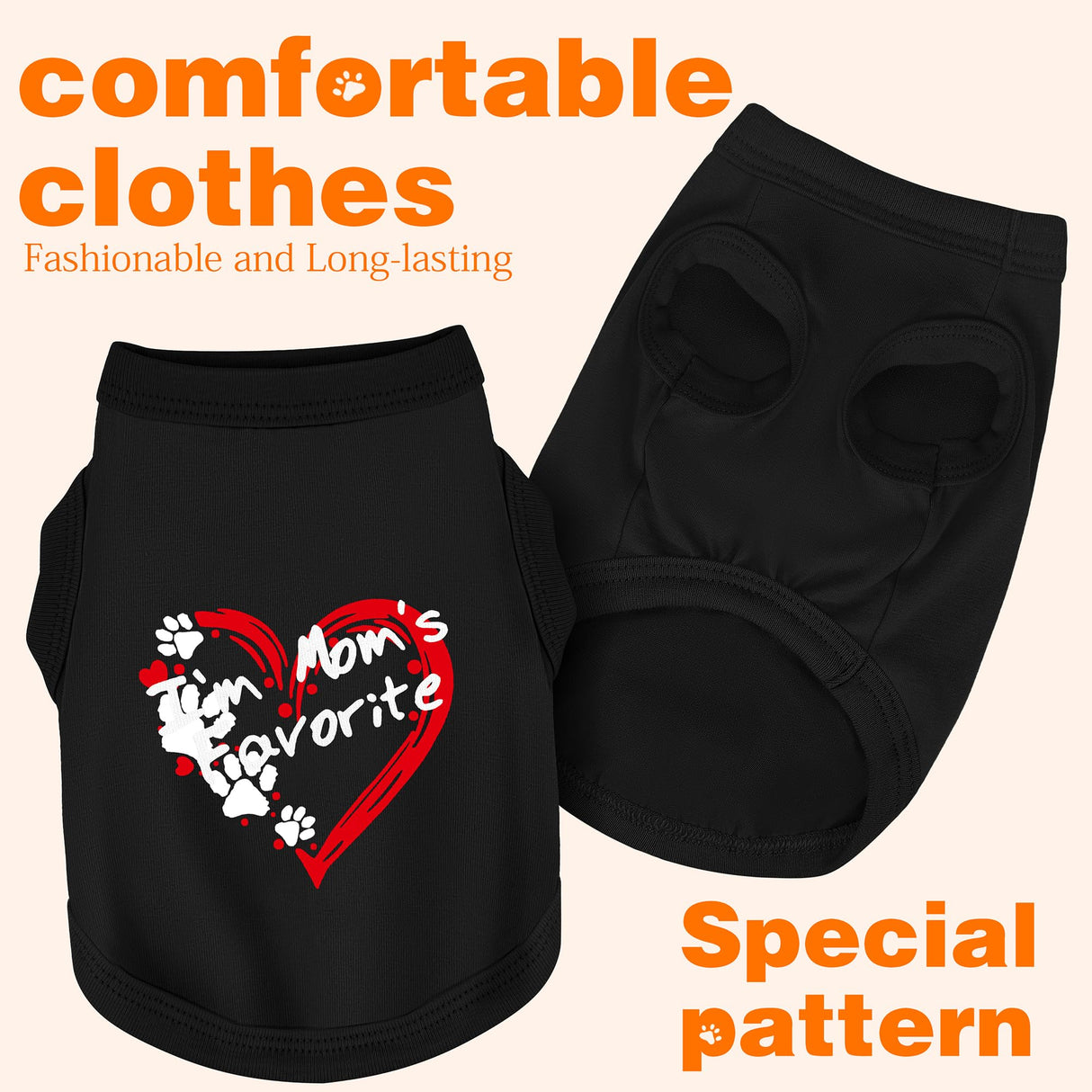 Discover Cozy Sleeveless Canine Wear: Soft, Lightweight, and Breathable Cotton Dog Shirt Featuring Heart and Paw Graphics. Vest Tank Top is Ideal for Small, Medium, and Large Breeds Black XS