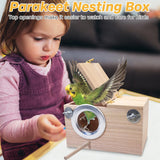 PINVNBY Parakeet Nesting Box Bird House for Cage Wood Mating Box Bird Breeding Box for Lovebirds, Cockatoo, Budgie, Finch, Canary Small and Medium Sized Birds (M:7.9 * 4.7 * 4.7 inch)