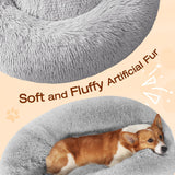 JOLLYVOGUE Dog & Cat Bed, Calming Anti-Anxiety Pet Bed for Small Dogs, Fluffy Donut Cushion for Small and Medium Pets (20")