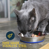 Our Pets DuraPet Stainless Steel Non-Slip (Cat Food Bowl or Water Bowl) (Holds up to 1 Cup of Wet or Dry Food) Easy to Clean