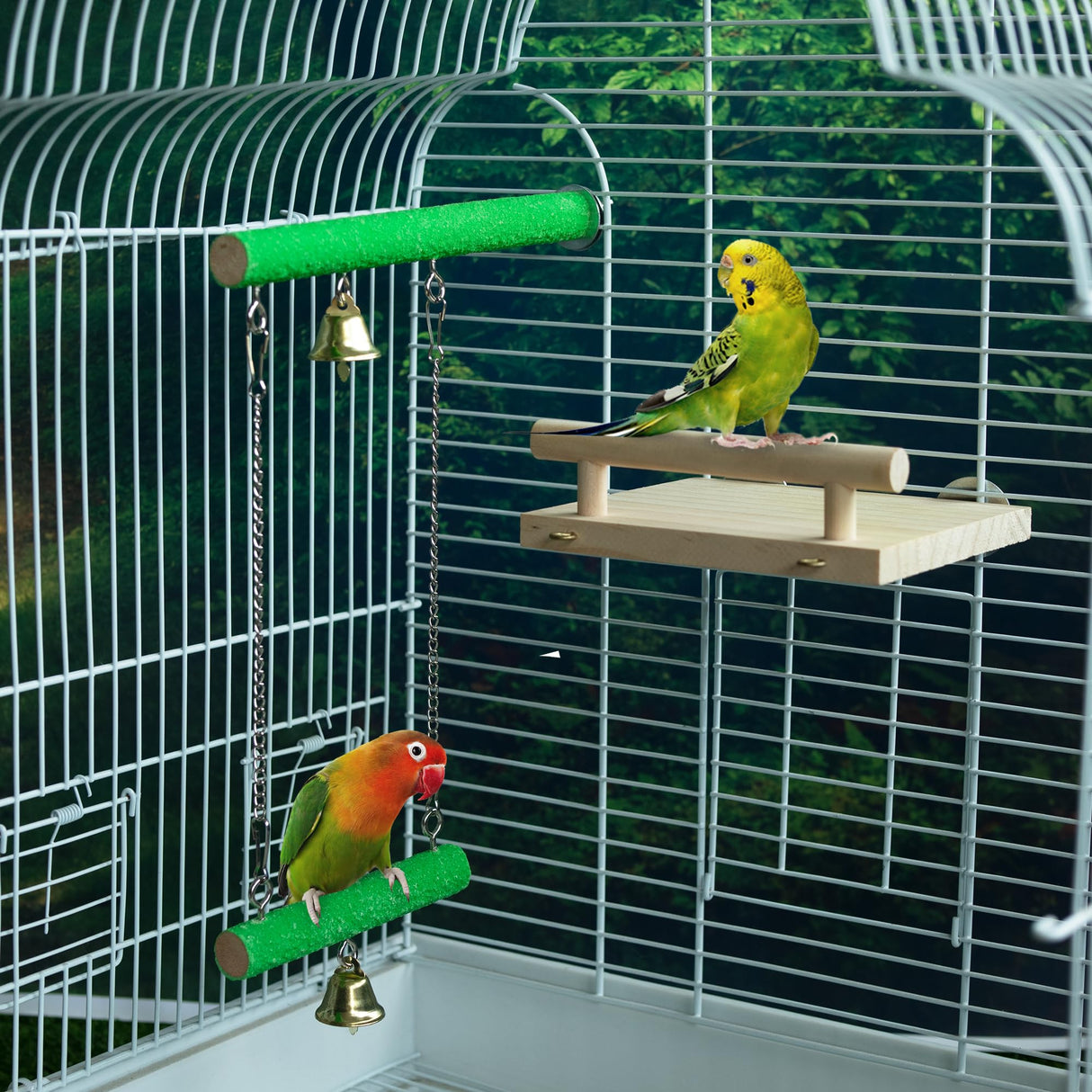 GAGILAND Bird Perches for Cage, Natural Wood Platform Bird Swing Bird Perch Stand Paw Grinding Stick for Parakeet Cockatiels Lovebirds Cage Accessories