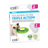 Catit Triple Action Replacement Original Water Fountain Filters, 2 Pack – Official Replacement Filters for Catit Cat Drinking Water Fountains