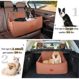 Wooaidagg Dog Car Seat for Medium & Large Dogs Up to 55lbs, Memory Foam Cushion, Washable Cover, Safety Straps & Non-Slip Base (Brown, Large)