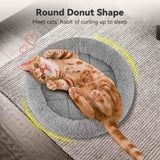 PETLESO Small Cat Bed Mat with Surrounding Pillow, 11.81" Round Soft Cushion for Cats Puppy Rabbits Curling Sleep, Indoor Furniture/Carrier/Crate Pet Self Warming Anti Skid Pad, Washable, Small