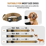 Tactical AirTag Dog Collar Leash Set - Heavy Duty, Adjustable GPS Collar Compatible with Apple AirTag, with Holder & Control Handle for Medium/Large Dogs [ Brown, M ]