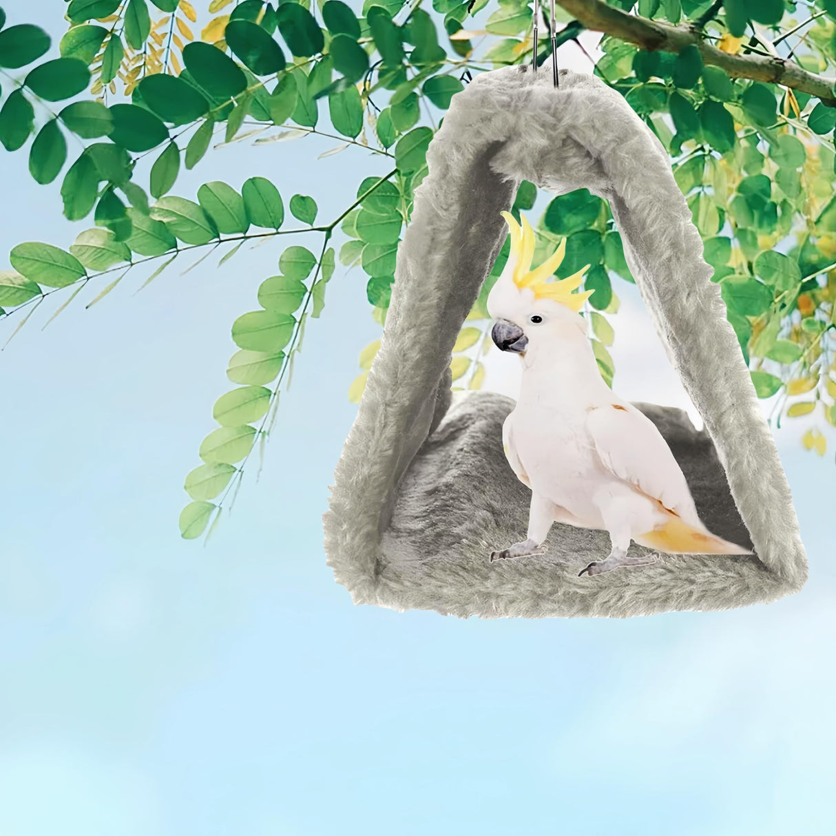 Magnoloran 2 Pack Warm Bird Nest House Plush Birds Hut Bed Hanging Hammock Sleeping Bed Plush Hanging Snuggle Cave for Pet Parrot Parakeet Cockatiel Conure Cockatoo African Grey Macaw (Brown&Grey)
