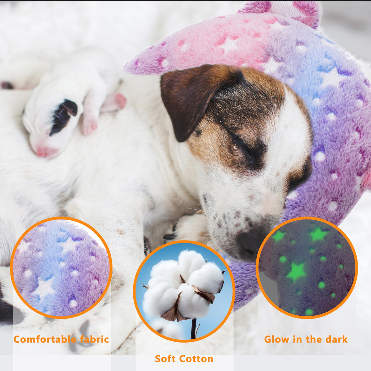 Maiiu Pet Calming Pillow for Dogs, Soft U-Shaped Pillow Glow in The Dark, Joint Relief, Sleep Comfortably,Suit for Small, Medium, Large Dogs, Fluffy Pet Neck Pillow (S-Pink)