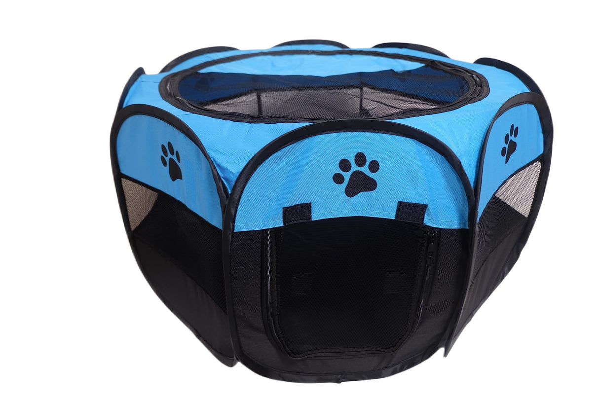 MEHONGCAN Portable Pet Playpen,Foldable Dog Playpen for Dogs and Cats,Rabbits,Pet Exercise Pet Tents Indoor Outdoor Use (S(28.7" x 28.7" x 16"), Blue)