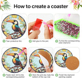 croshom 8 PCS Birds Diamond Art Coasters Diamond Painting Coasters Kits with Holder, Birds DIY Coasters for Adult Beginners, Diamond Art Crafts Supplies