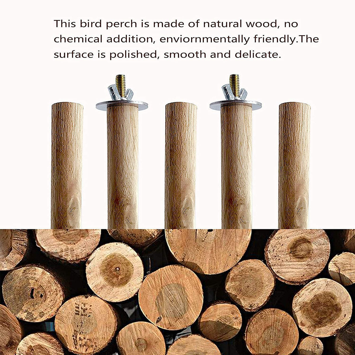 Tfwadmx 8 PCS Parakeet Perch Bird Stand Toy Natural Wood Platform Grinding Nail Cage Accessories for Small Birds Cockatiels Lovebirds Budgie Parrots