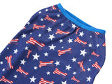 Bone American Star 4th of July Navy Blue Stripe Dog T-Shirts Summer Lightweight Pet Clothes X-Large 17.6" Back Length