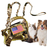 Tactical Cat Harness and Leash for Walking Escape Proof, Adjustable Military K9 Pet Vest Harness Easy Control for Large Cat, Puppy and Small Dog (Camo)