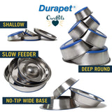 Our Pets DuraPet Stainless Steel Non-Slip (Cat Food Bowl or Water Bowl) (Holds up to 1 Cup of Wet or Dry Food) Easy to Clean