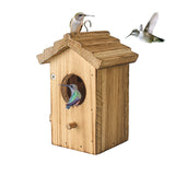 NATUREYLWL Hummingbird House for Outside Hanging, Mini Wood Birdhouse specifically for Hummingbird, Small Bird Nesting Box with Perch, Weather-resistant outdoor birdhouse, Dimensions:3.3*4.1*5.9 inch