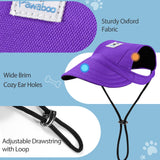 Pawaboo Dog Baseball Cap, Outdoor Pet Sport Sun Protection Baseball Cap Hat, Adjustable Travel Sport Hat Visor Sunbonnet Outfit with Ear Holes for Small Dogs Puppy, XL, Purple