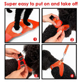 Tailpetz Dog Harness with Breathable Mesh, Reflective, Step-in, No Pull Dog Vest Harness for Small and Medium Dogs and Cats, Neon Orange, 3XS