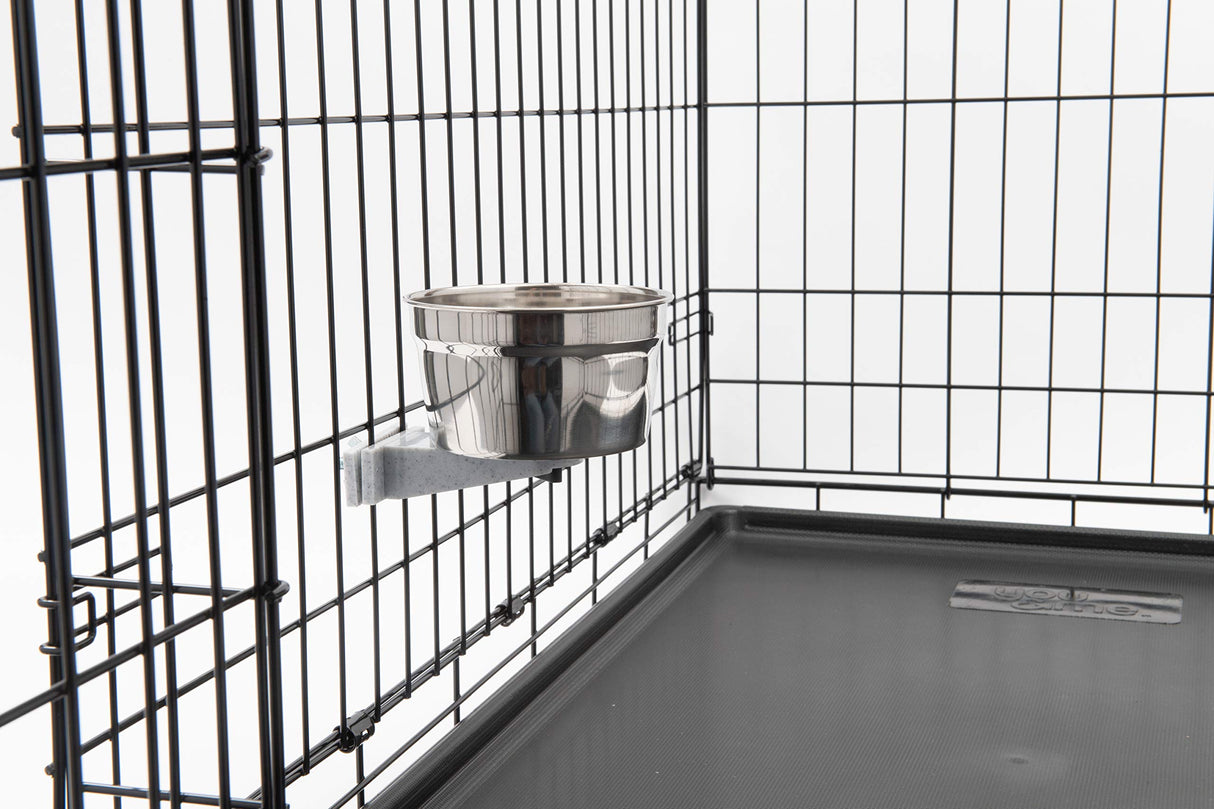 Lixit Quick Lock Cage Bowls for Dogs, Cats, Rabbits and Other Pets (20oz, Stainless)