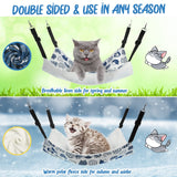 BBTO 3 Pcs Reversible Pet Hammock Soft Plush Cat Hanging Hammock Guinea Pig Bed Rat Cage Accessories for Puppy Dog Piggy Kitten Ferret Rabbit Other Small Animals(Cat)