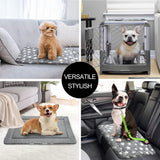 WITTOP Washable Dog Bed Plush Orthopedic Outdoor Crate Mat with Non-Slip Bottom,Luxe Soft Kennel Pad for Pets, Cozy Cage Cushion & Pet Sleeping Mattress Large Sized,Medium,Small Dogs,24 x 18 inch,Gray