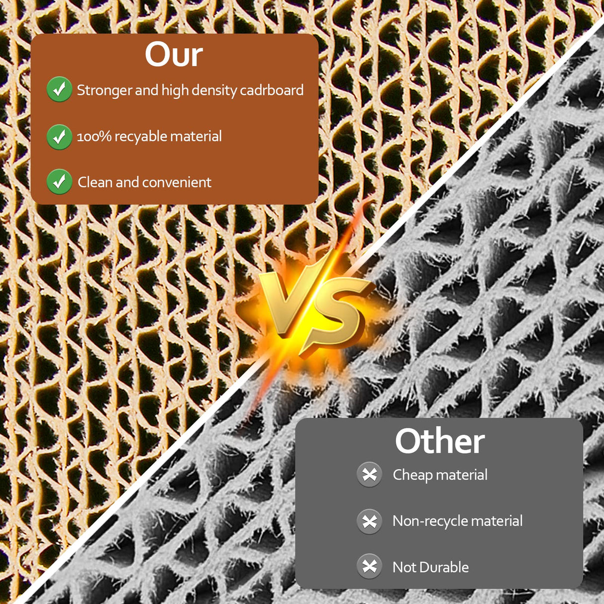 HappyFreeSX Splicing Cat Scratch Pad: Cat Scratchers for Indoor Cats and Kitten, 2 Pack Cat Scratching Pad, Cat Scratcher Cardboard, Scratching Pad, Premium Scratch from Cats, Double-Sided Design