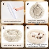 Hoewina Dog & Cat Bed, 20in Cat Beds for Indoor Cats, Calming Donut Bed for Puppy and Kitten, Washable Round Fluffy Pet Bed for Small Medium Dogs and Cats (Light Brown)