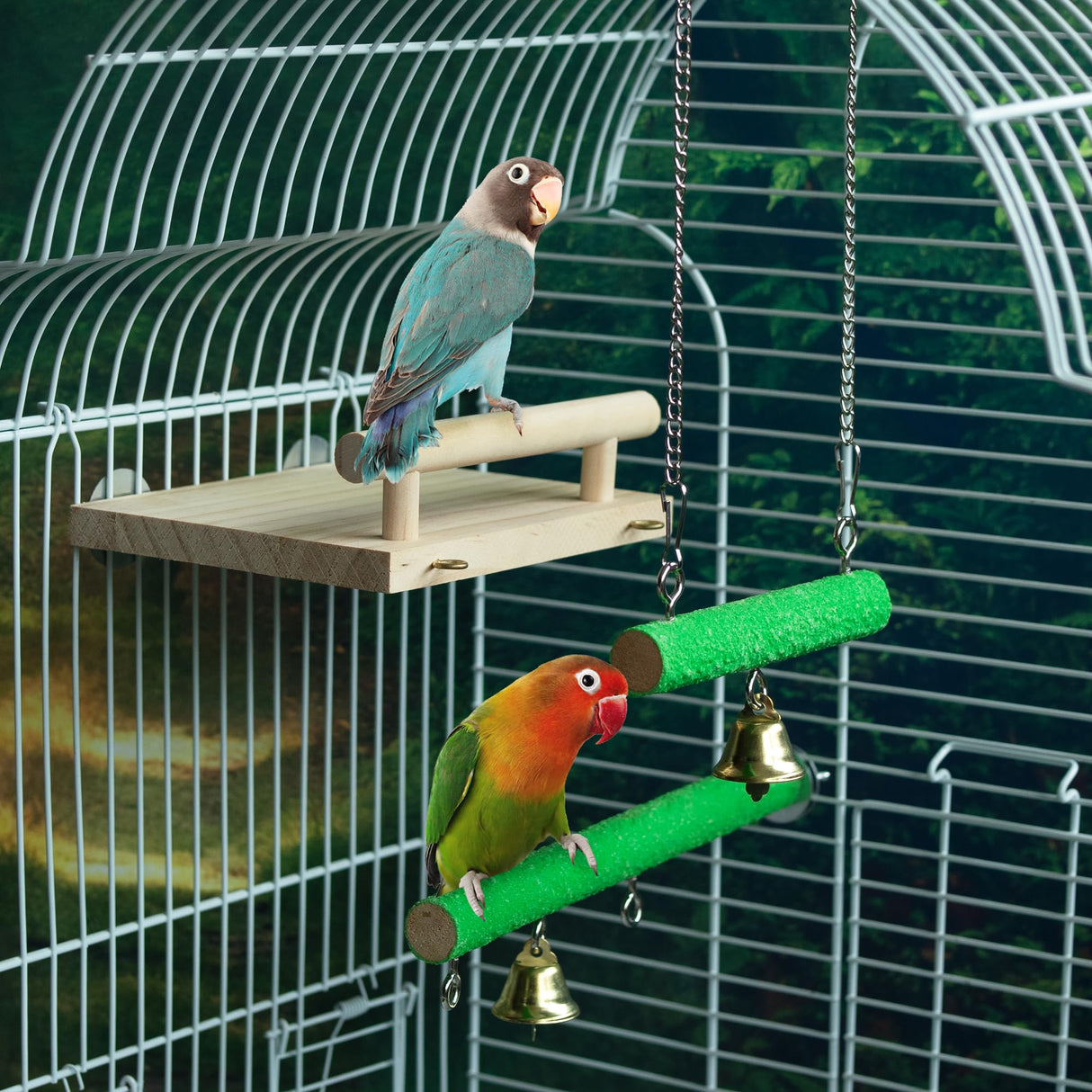 GAGILAND Bird Perches for Cage, Natural Wood Platform Bird Swing Bird Perch Stand Paw Grinding Stick for Parakeet Cockatiels Lovebirds Cage Accessories