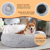 JOLLYVOGUE Dog & Cat Bed, Calming Anti-Anxiety Pet Bed for Small Dogs, Fluffy Donut Cushion for Small and Medium Pets (20")
