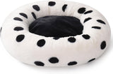 MEWOOFUN Donut Cat Bed For Indoor Cats - 23 Inch Round Washable Pet Bed With Non-Slip Bottom, Plush Fluffy Small Dog Bed For Puppies & Kittens, Black Dot