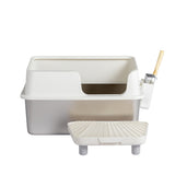 Stainless Steel With Plastic, Buckle Style With Shovel, Foot Pad, White Litter Box