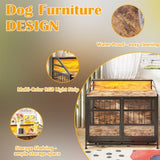 Multi-function Furniture Style Dog Crates With Storage, Dog Crate Furniture Large Wooden Dog Kennel With Double Doors, For Large Medium Dog Indoor, Brown