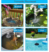 Cookayler Solar Bird Bath Fountain Pump with 6 Nozzle and Anti-Collision Pole,1.4w Solar Powered Free Standing Floating Water Pump for Fish Tank, Pond, Pool, Garden and Outdoor