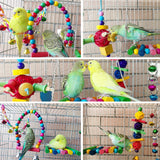 ESRISE 8 Pcs Parakeet Cockatiel Bird Toys, Parrots Cage Accessories Swing Wooden Perch Chewing Toy for Budgerigar, Conures, Love Birds, Finches, Budgies