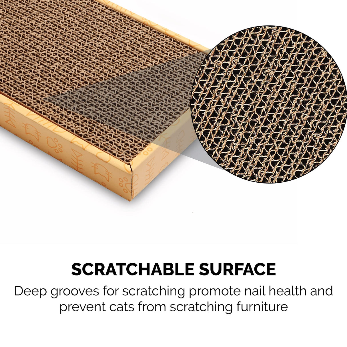 Furhaven Scratching Board w/ Catnip for Indoor Cats, Reversible - Classic Corrugated Cat Scratcher Pad - Yellow, Small