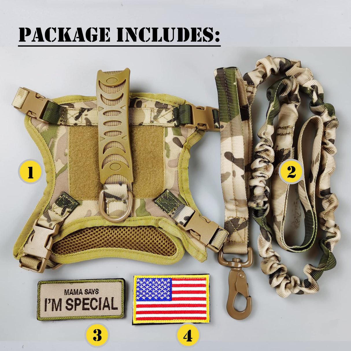 Tactical Cat Harness and Leash for Walking Escape Proof, Adjustable Military K9 Pet Vest Harness Easy Control for Large Cat, Puppy and Small Dog (Camo)