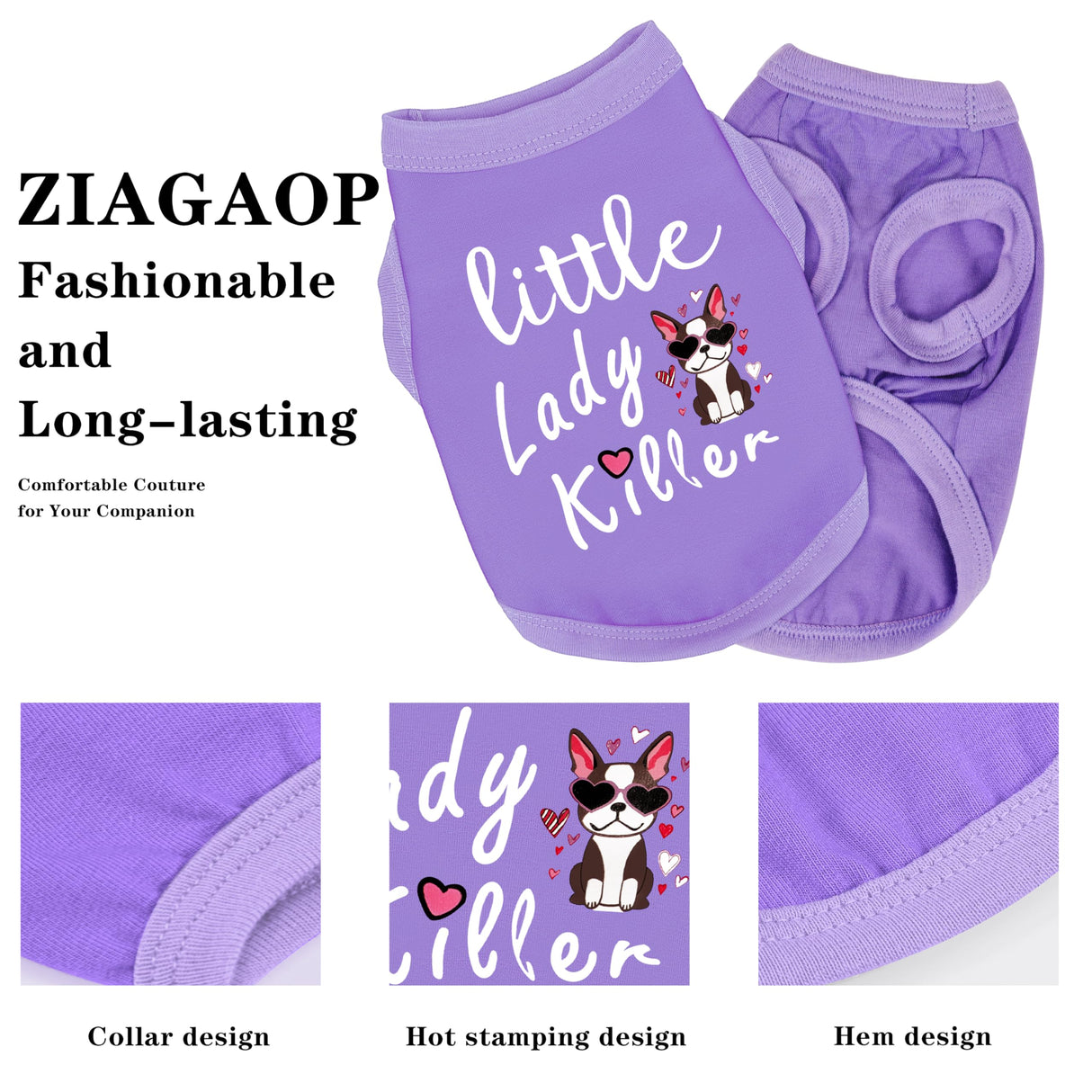 Dog Shirts - Little Lady Killer Heat Transfer Design - Lightweight, Breathable T-Shirts for Small, Medium, Large Dogs - Soft, All-Season Pet Clothes. Provides Sun Protection.Black XL