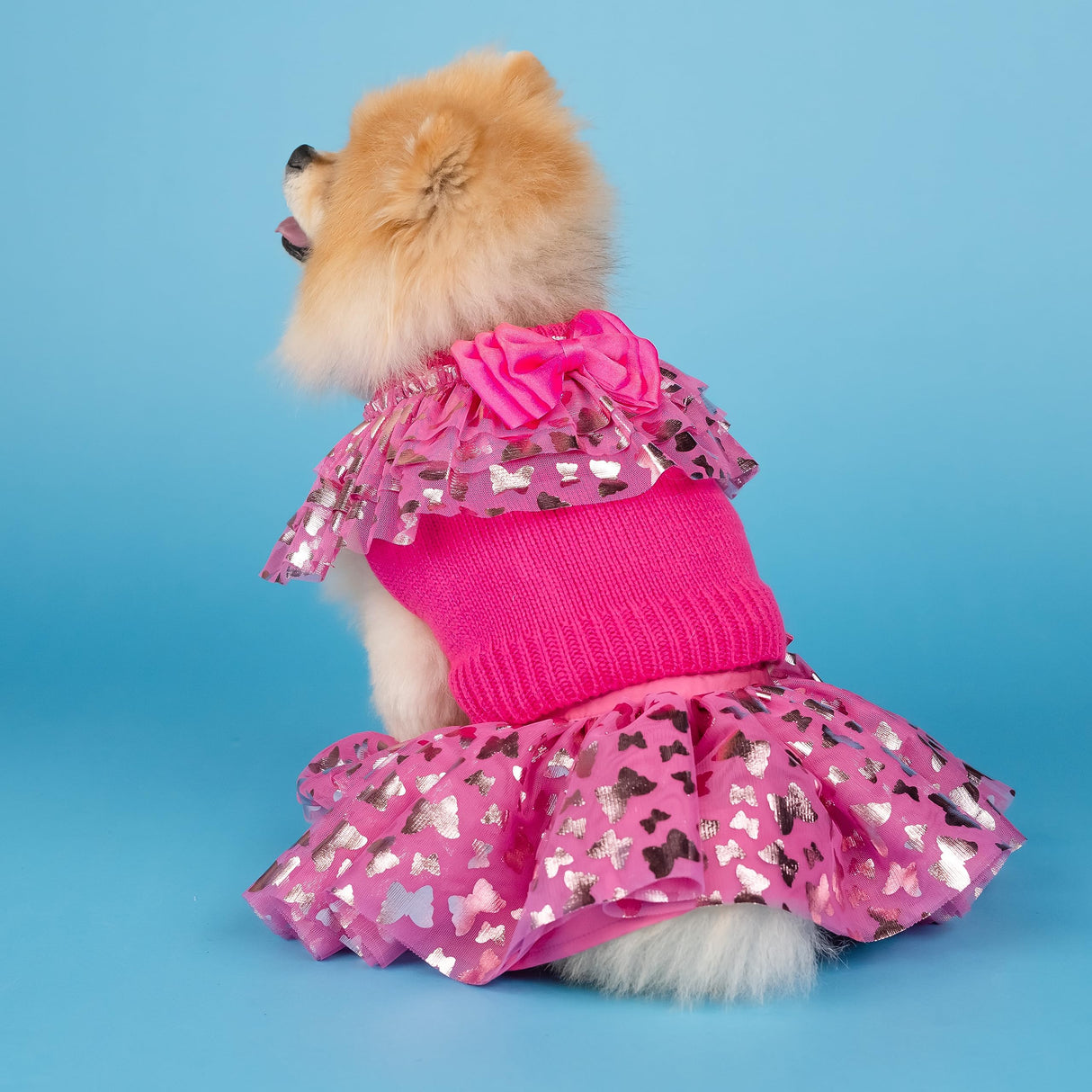 Doggy Parton Ruffle Sweater Skirt Set for Dogs - Small, Pink