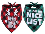 2 Pack Dog Christmas Bandanas for Puppy Cat,Plaid Christmas Scarf for Dogs