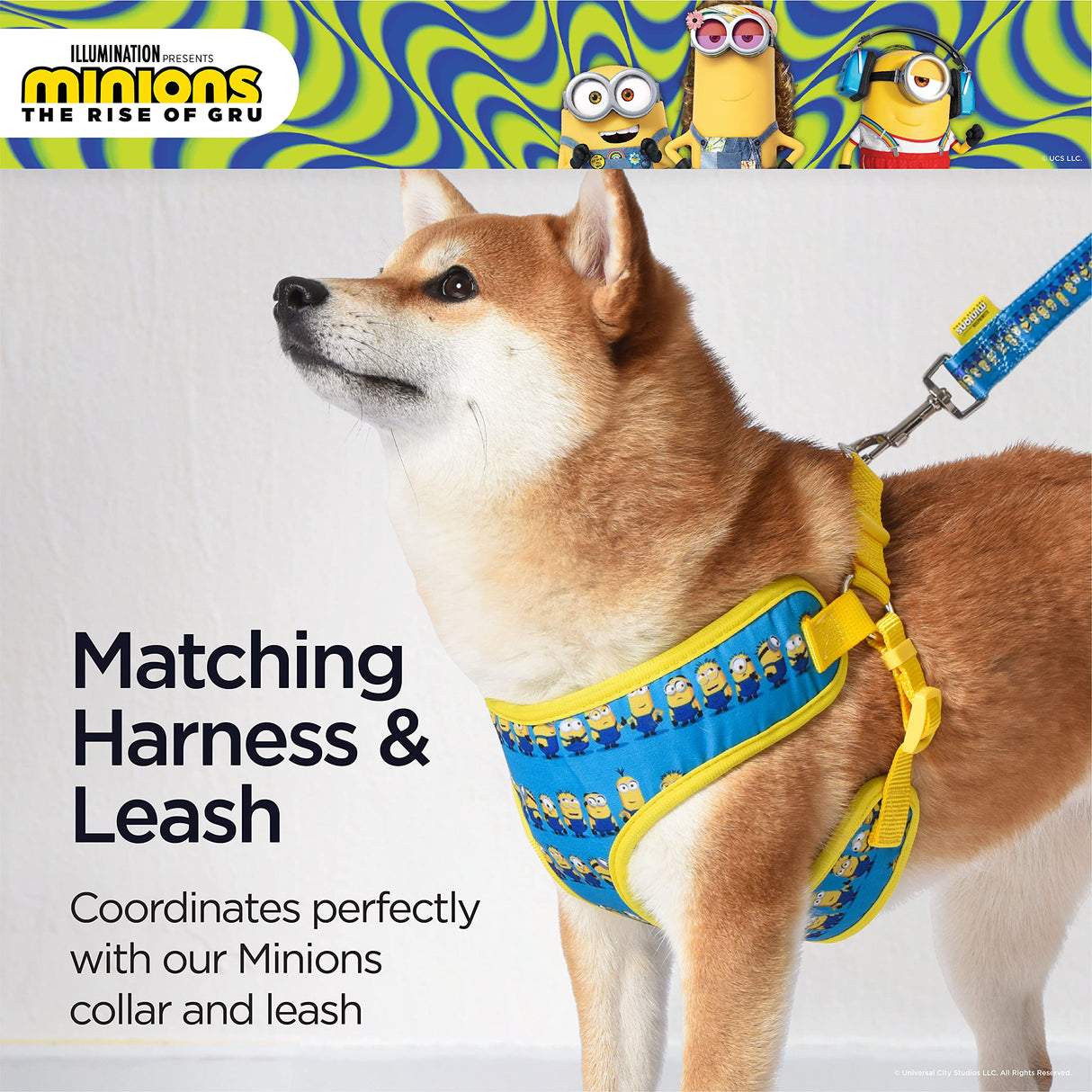 Minions Dog Harness, Large, Blue Minions in a Row | Comfortable Mesh No-Pull Dog Harness| Gifts for Minions Fans and Their Pets | Officially Licensed Pet Product from Universal Studios