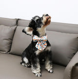 Unique Style Paws Cotton Dog Collar with Bow Floral Plaid Colorful Dog Collar with Bow Tie for Small Medium Large Dogs Pets Gifts