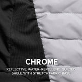 Furhaven Water-Repellent Small Dog Coat, Washable & Reflective w/ Leash Access & Stretch Fabric - Pro-Fit Active Jacket - Chrome, Small