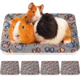 4 Pack Ultra Soft Dog Cat Bed Mat with Cute Prints Reversible Fleece Dog Crate Kennel Pad Cozy Washable Thickened Hamster Guinea Pig Pet Bed Mat for Small Animals(13 x 10 Inches,Gray)